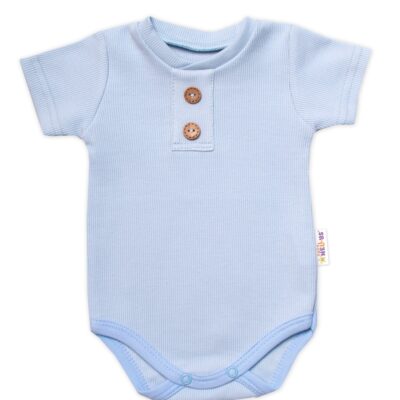 Baby Nellys Dojčenské rebrované body s gombíkmi kr. rukáv, Boy - sv. modré, veľ. 74