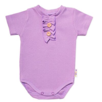 Baby Nellys Dojčenské rebrované body s gombíkmi kr. rukáv, Girl - lila, veľ 86