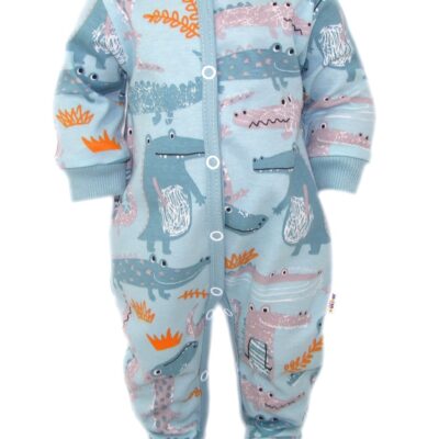 Baby Nellys Dojčenský overálok, pyžámko Krokodíl Eda, mint