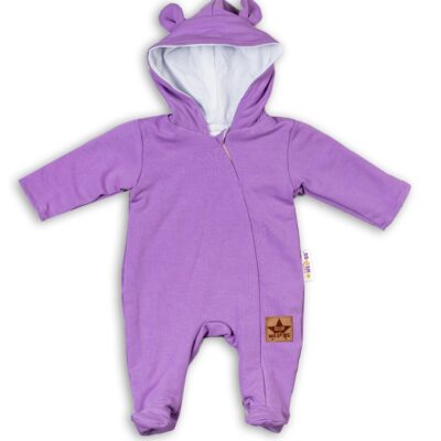 Baby Nellys Dojčenský teplákový overal s kapucňou - fialový, veľ. 86
