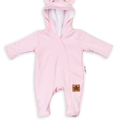 Baby Nellys Dojčenský teplákový overal s kapucňou - sv. růžový, veľ. 86