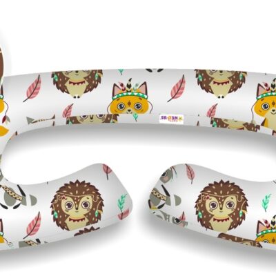 Baby Nellys: Dojčiaci vankúš MAXI Ježko a Líška (biely)