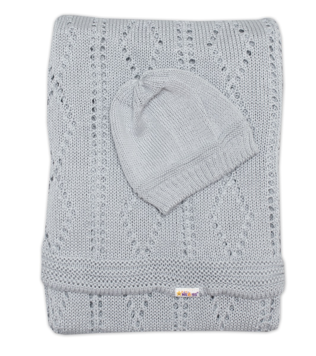 Baby Nellys: Háčkovaná dečka s čiapočkou (sivá)