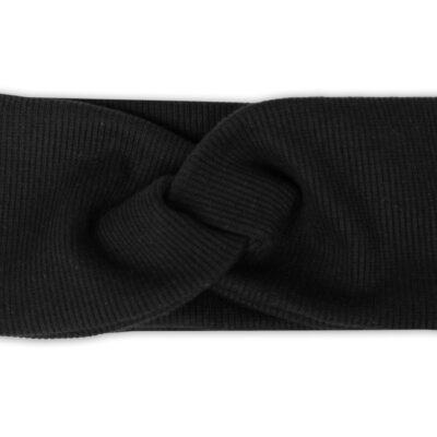 Baby Nellys Hand Made Dvojvrstvová rebrovaná čelenka, čierna, 92/98
