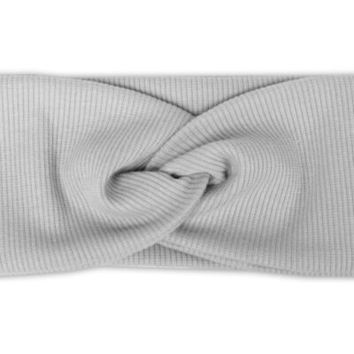 Baby Nellys Hand Made Dvojvrstvová rebrovaná čelenka, sivá