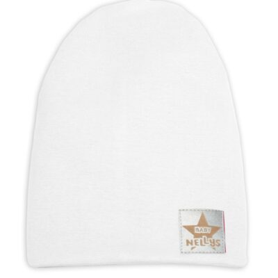 Baby Nellys Hand Made Jarná/jesenná bavlnená čiapka - dvojvrstvová, biela, vel. 110