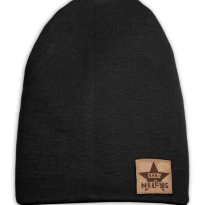 Baby Nellys Hand Made Jarná/jesenná bavlnená čiapka - dvojvrstvová, čierna, vel. 110