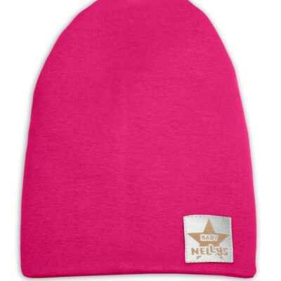 Baby Nellys Hand Made Jarná/jesenná bavlnená čiapka - dvojvrstvová, tm. růžová, vel. 110