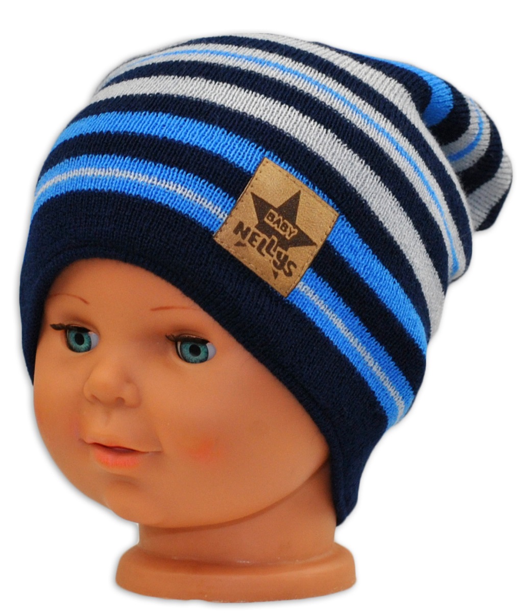 BABY NELLYS: Jarná/jesenná čiapka (granát/modrá/sivá)