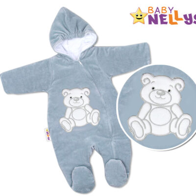 BABY NELLYS Kombinézka/overal Medvedík Teddy - šedá
