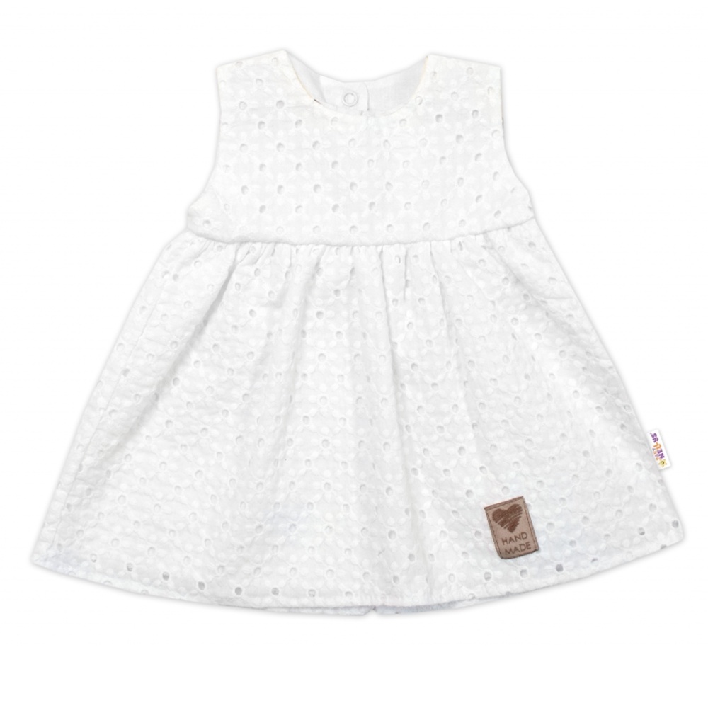Baby Nellys Ľahké Handmade šatičky Madeira, biele, veľ. 92