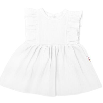 Baby Nellys Ľahké mušelínové šatočky, biele, veľ. 104