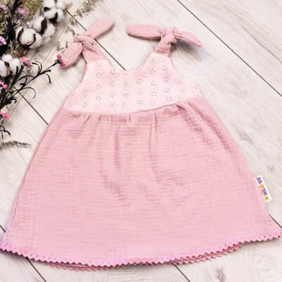 Baby Nellys Letné ľahučké mušelínové šaty Summer -  pudrová, marhula, veľ. 68/74