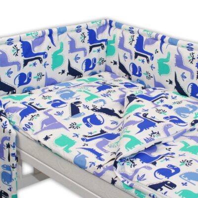 Baby Nellys Mantinel s obliečkami - Dinosaurus modrý