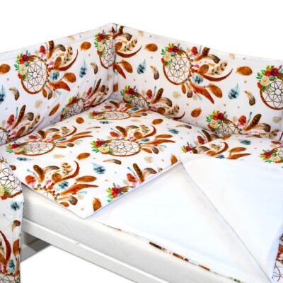 Baby Nellys Mantinel s obliečkami Lapač snov - biela, 135x100