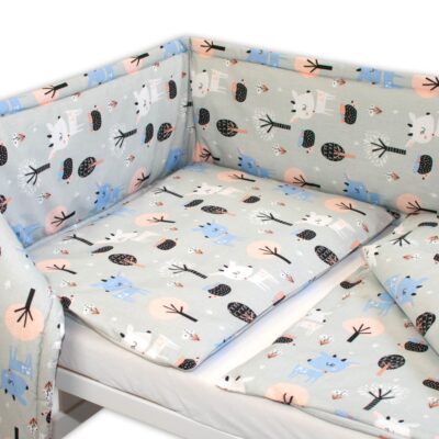 Baby Nellys Mantinel s obliečkami - Srnečci, sivá, roz. 135x100cm