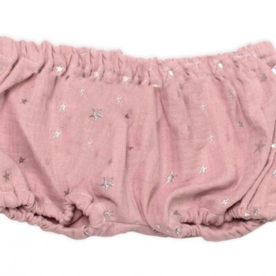 Baby Nellys: Mušelínové kraťasky Stars (púdrové)