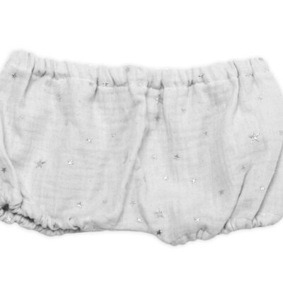 Baby Nellys mušelínové letné kraťasky Stars, sivé, veľ. 92/98