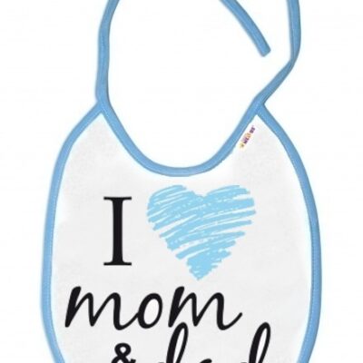 Baby Nellys: Podbradník I Love Mom & Dad (modrý)