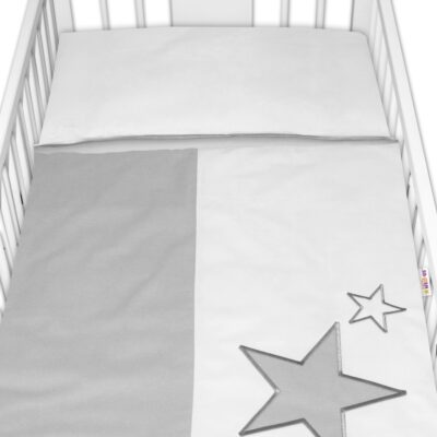 Baby Nellys Obliečky do postieľky Baby Stars - sivé, veľ. 135x100 cm