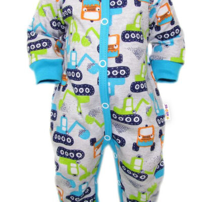 Baby Nellys Overal Bager so vzorom, zapínanie uprostred, sivý