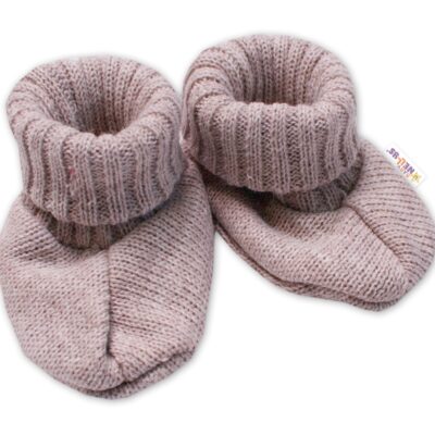 Baby Nellys Pletené topánočky / capáčky STAR Hand Made, bežové