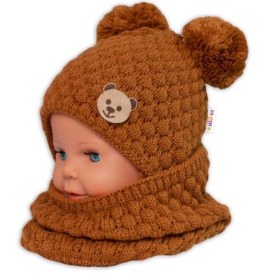 Baby Nellys: Pletený nákrčník/komín (hnedý)