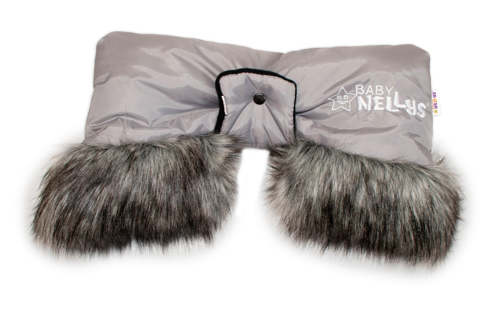 Baby Nellys: Rukávnik ku kočíku s kožušinkou (sivý)