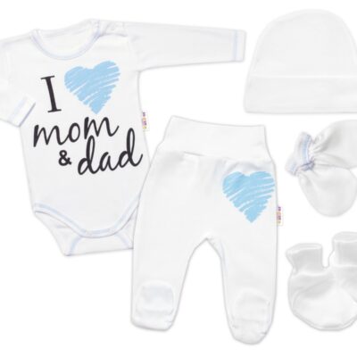 Baby Nellys Súpravička do pôrodnice I love mom & dad, kluk, veľ. 62