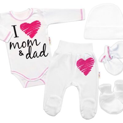 Baby Nellys Súpravička do pôrodnice I love mom & dad, veľ. 62, holka