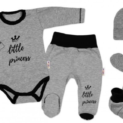 Baby Nellys Súpravička do pôrodnice Princess - sivý, vel. 62