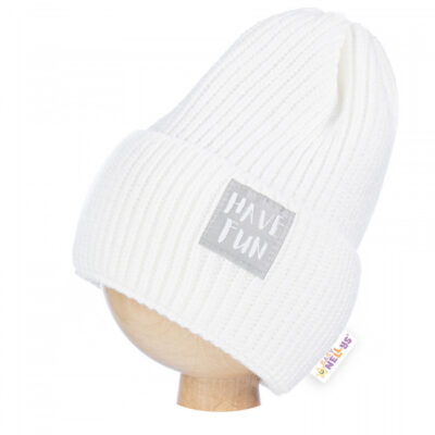 Baby Nellys: Zimná čiapka Have Fun (biela)