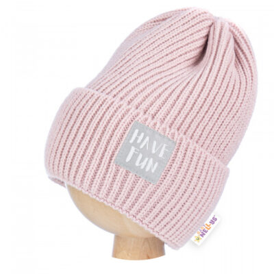Baby Nellys: Zimná čiapka Have Fun (púdrová)