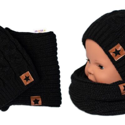 Baby Nellys: Čiapka + komín Star (čierna)