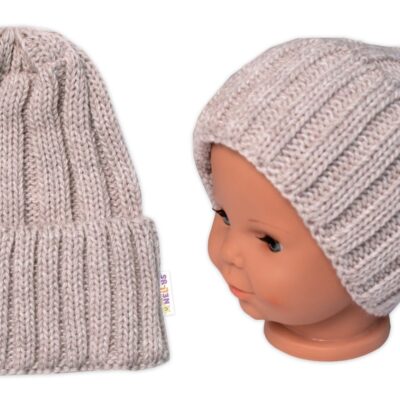 Baby Nellys: Zimná čiapka Mom and Baby (béžová)