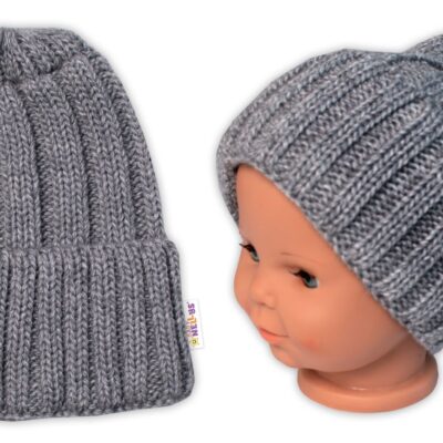 Baby Nellys: Zimná čiapka Mom and Baby (sivá)