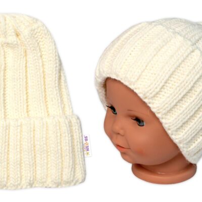 Baby Nellys: Zimná čiapka Mom and Baby (smotanová)