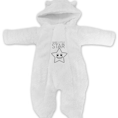 Baby Nellys Zimné chlupáčková kombinézka Little STAR, biela, veľ. 74