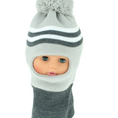 Baby Nellys: Zimná kukla s bambuľou (sv. sivá)