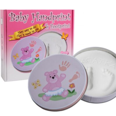 Baby Odtlačok v plechovke, darčeková sada pre dievčatko, ružová