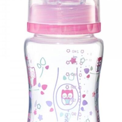BabyOno: Ružová antikoliková fľaštička (široké hrdlo)
