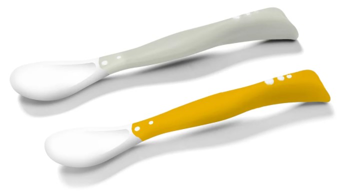 BabyOno: Flexibilné lyžičky 2ks (žltá/sivá)