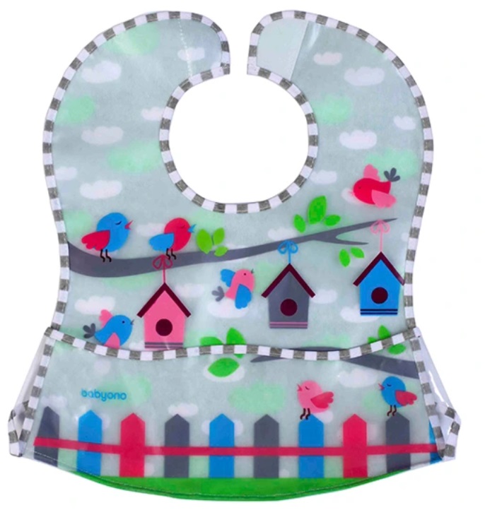 BabyOno: Nepremokavý podbradník Vtáčiky (6m+)