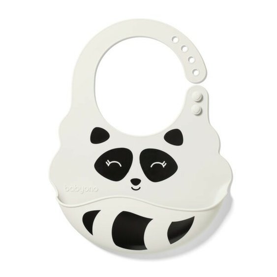 BabyOno: Silikónový podbradník Lemur (sivá, 6m+)