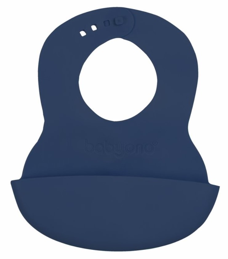 BabyOno: Tmavomodrý silikónový podbradník