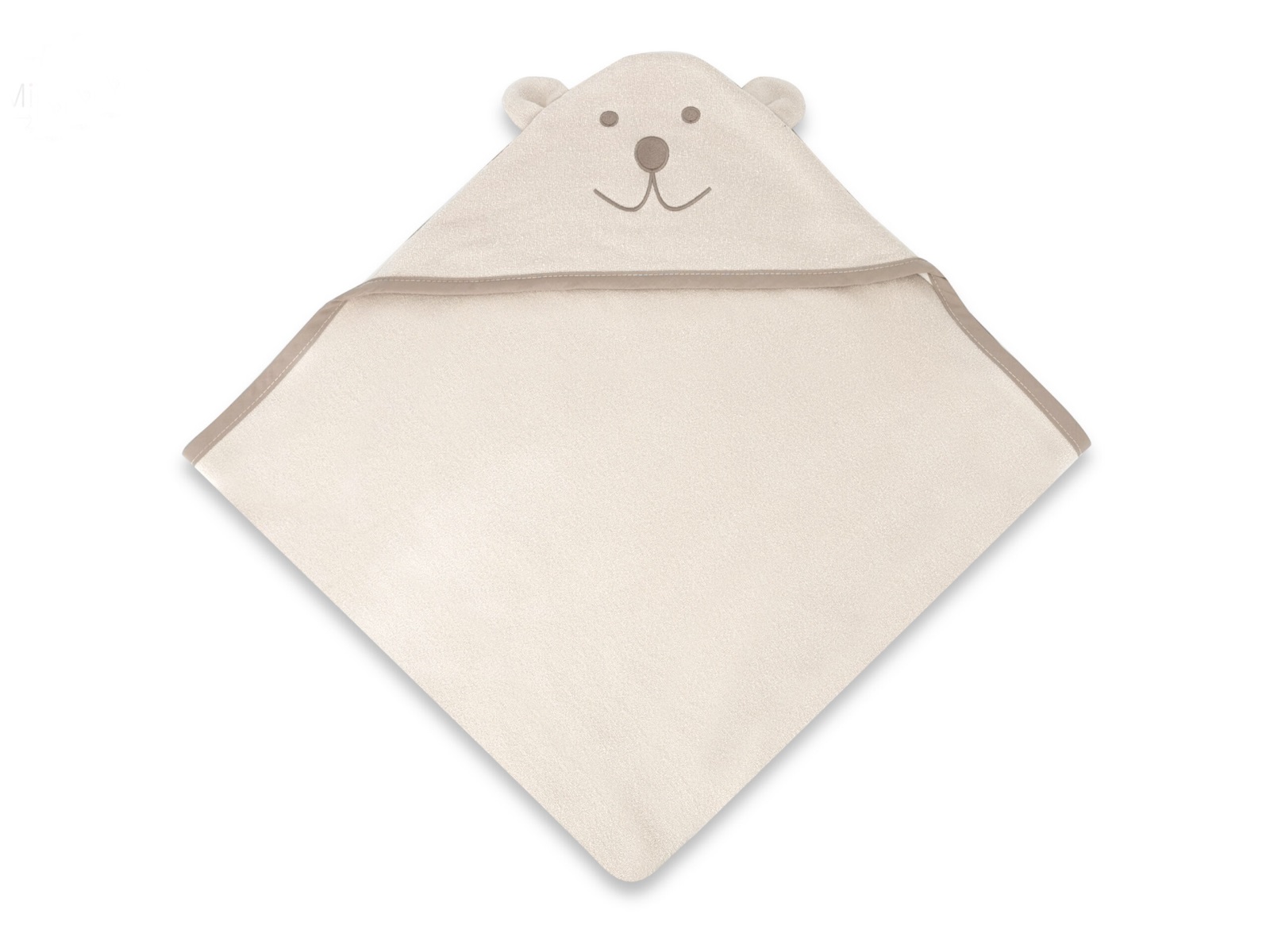 Bambusová osuška s kapucňou Medvedík, 100x100 cm, béžová