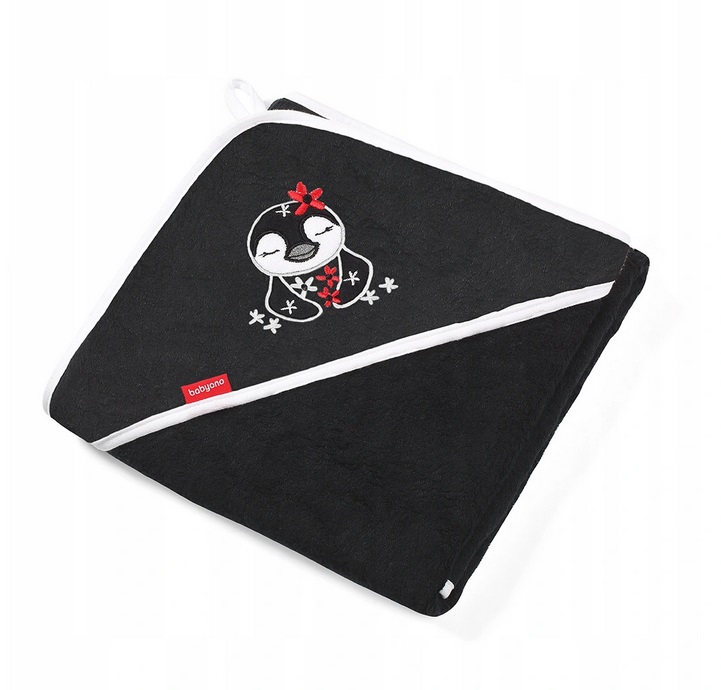 Bambusová osuška s kapucňou Tučniak 85x85cm (čierna)