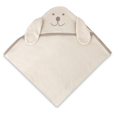 Bambusová osuška s kapucňou Psíček, 100x100 cm, béžová