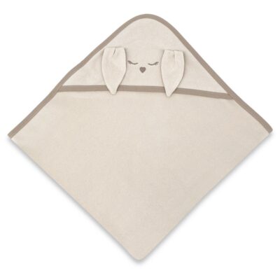 Bambusová osuška s kapucňou Zajačik, 100x100 cm, béžová