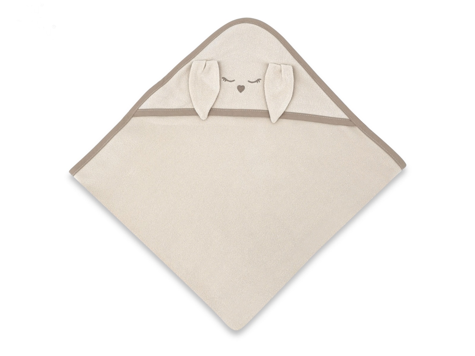 Bambusová osuška s kapucňou Zajačik, 100x100 cm, béžová